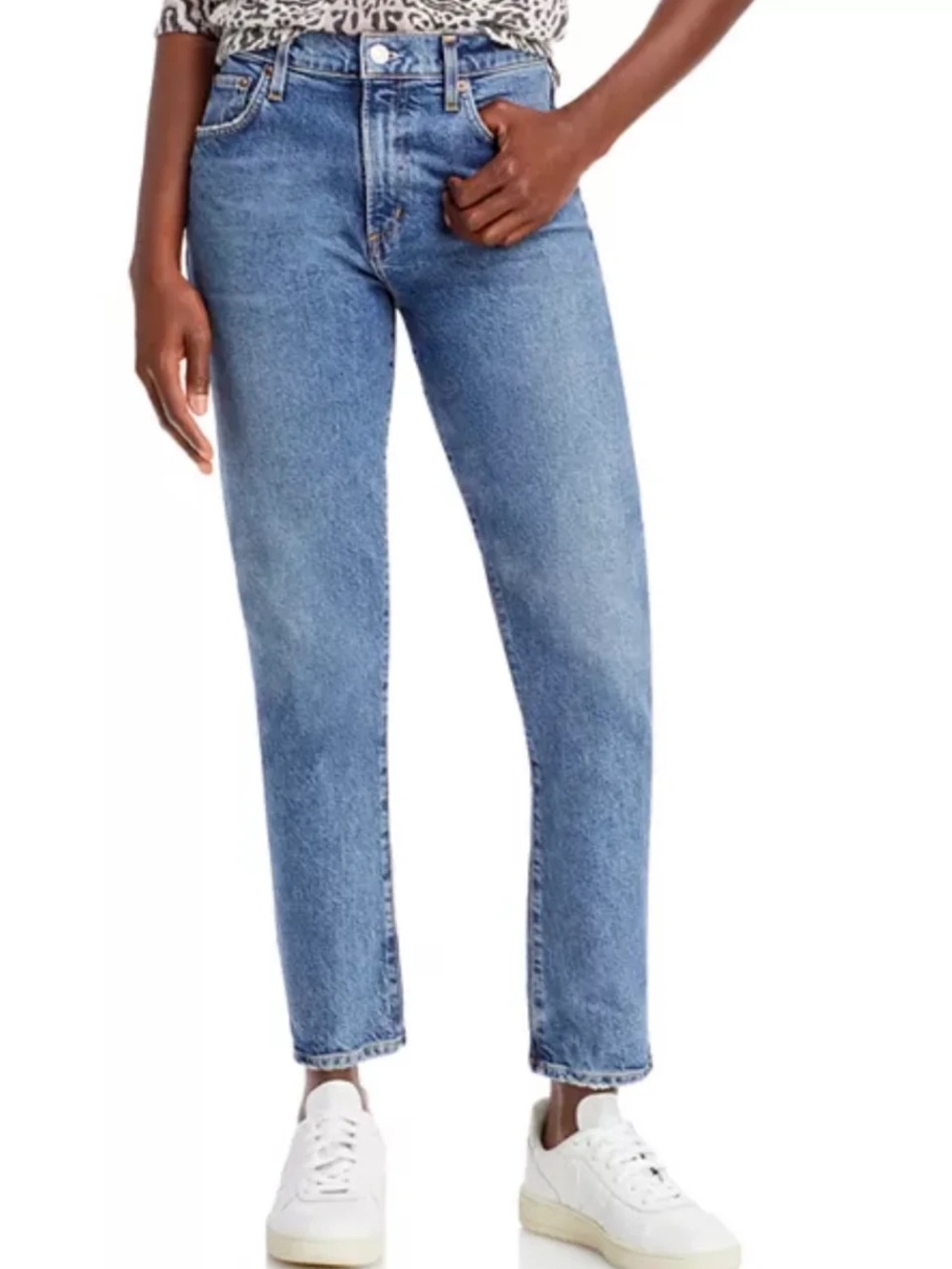 Agolde Toni Mid Rise Slim Straight Denim Jeans Medium Blue Dime Wash Size 28